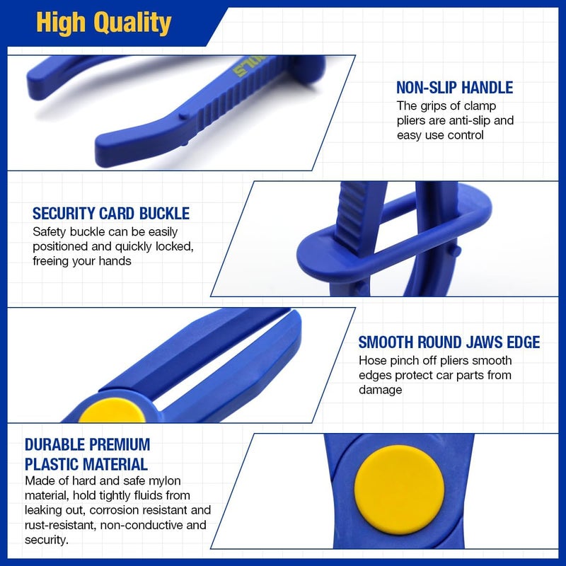 Evertools 6pcs Hose Pinch Clamp Pliers Set, Brake Line Hose Clamps Pliers Set, Fuel Line Disconnect Tool for Flexible Hoses Gas Lines Radiator Hoses with Oxford Tool Bag - Image 3